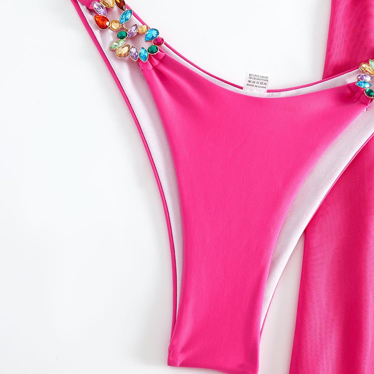 Poolside Sipping Rhinestone Hardware 3 Piece Bikini - Late Night Lingerie