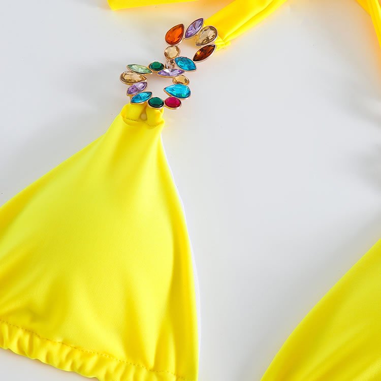 Poolside Sipping Rhinestone Hardware 3 Piece Bikini - Late Night Lingerie