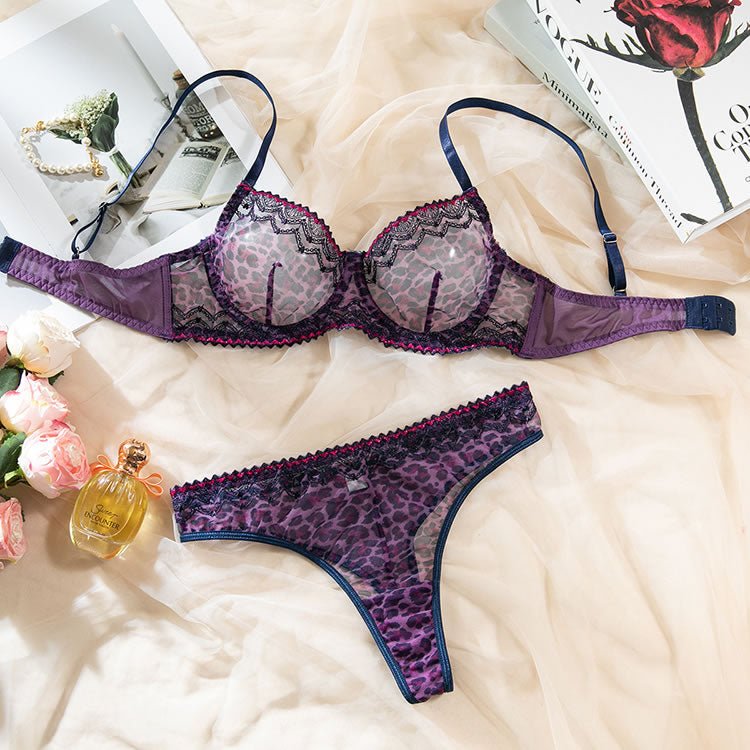 Purple Leopard Print Bra and Panty Set - Late Night Lingerie