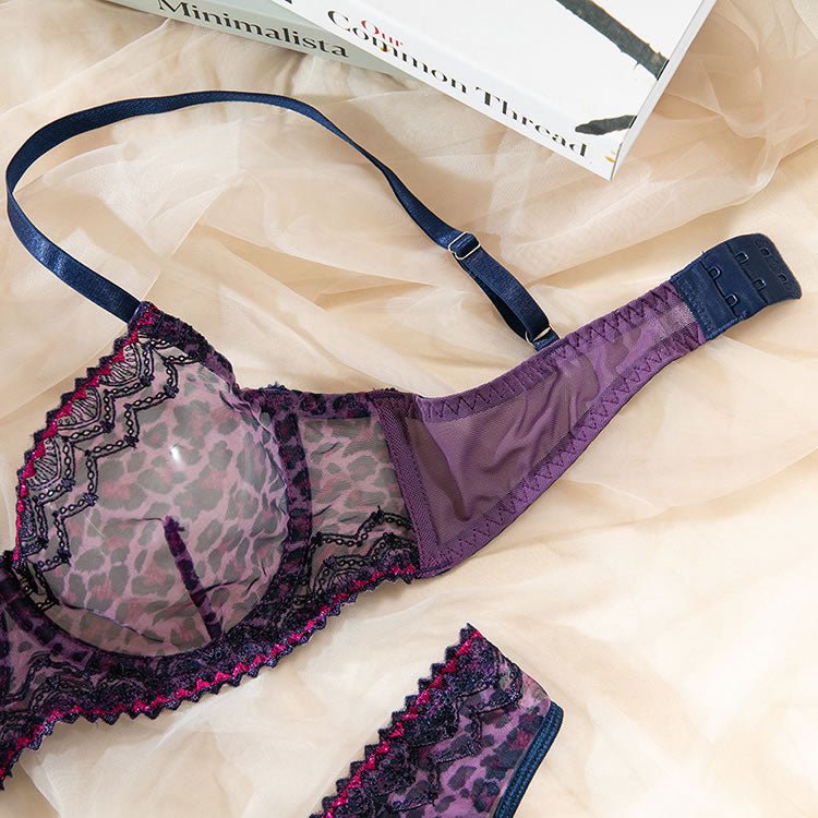 Purple Leopard Print Bra and Panty Set - Late Night Lingerie