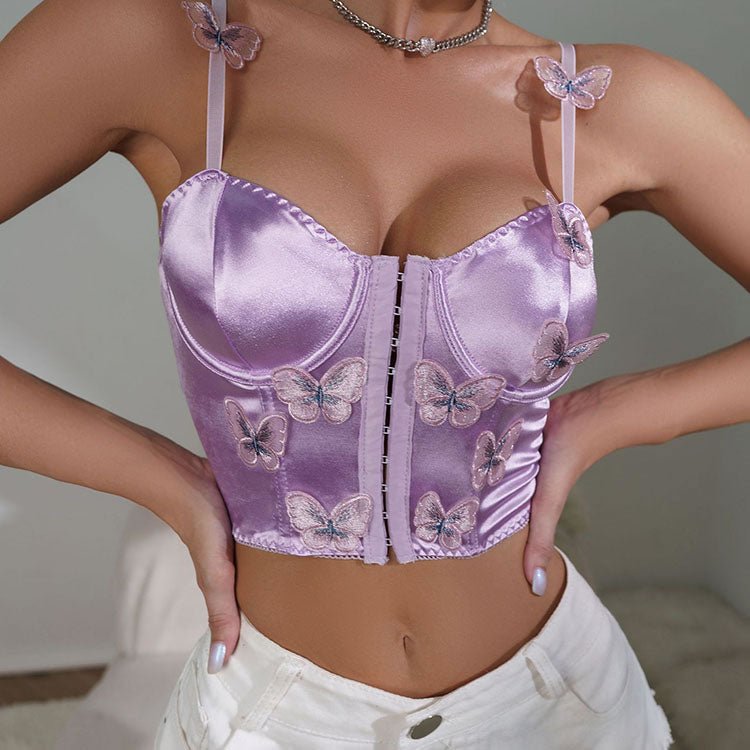 Romantic Butterfly Embroidered Bustier - Late Night Lingerie