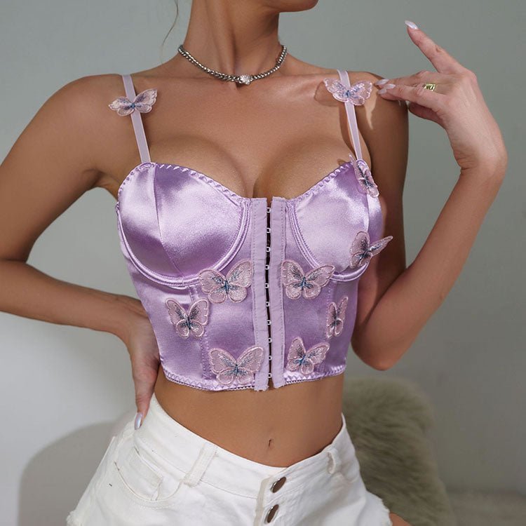 Romantic Butterfly Embroidered Bustier - Late Night Lingerie