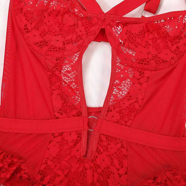Romantic Lace Teddy with Sheer Panels - Late Night Lingerie