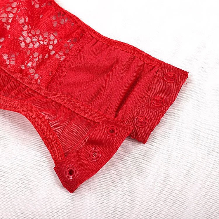 Romantic Lace Teddy with Sheer Panels - Late Night Lingerie