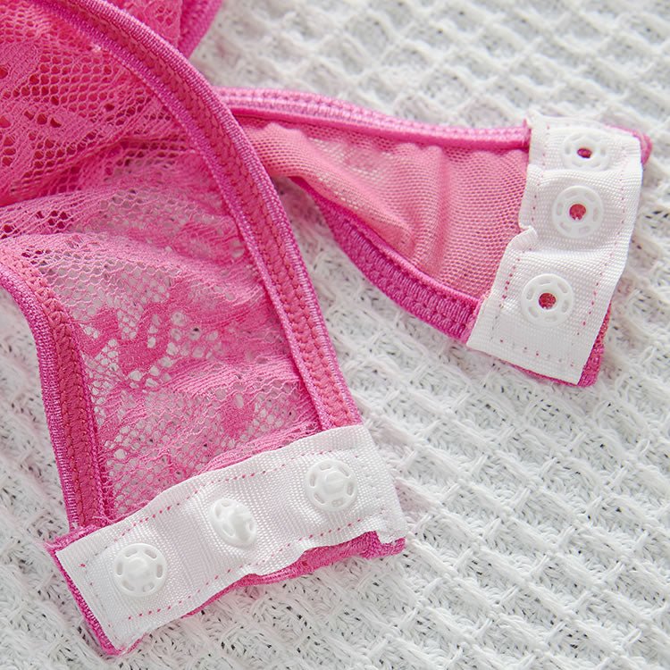 Rose Lace Bodysuit with White Trim Details - Late Night Lingerie