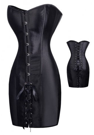 Satin Gothic Long Paint Corset Dress - Late Night Lingerie