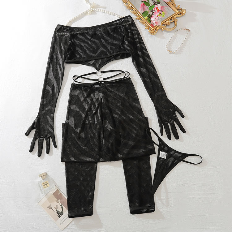 Seductive Black Fishnet Lingerie Set - Late Night Lingerie