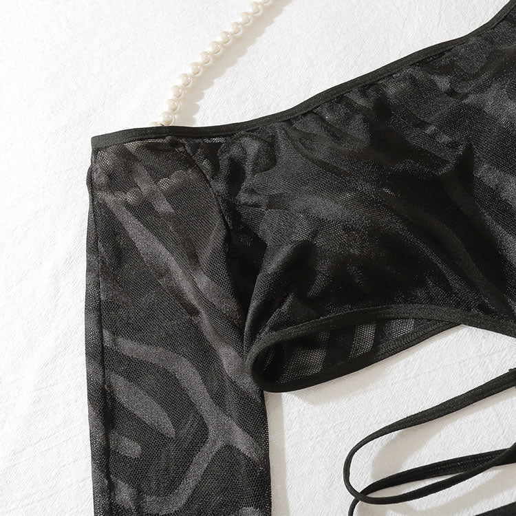 Seductive Black Fishnet Lingerie Set - Late Night Lingerie