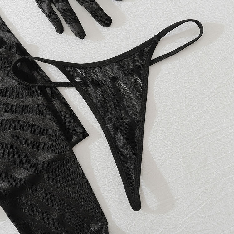 Seductive Black Fishnet Lingerie Set - Late Night Lingerie