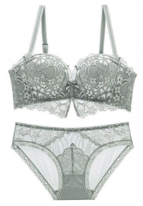 Sexy Floral Lace Push Up Bra and Panty Set - Late Night Lingerie