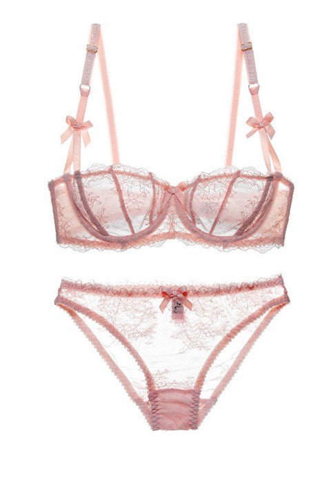 Sheer Lace Unlined Demi Bra Set - Late Night Lingerie