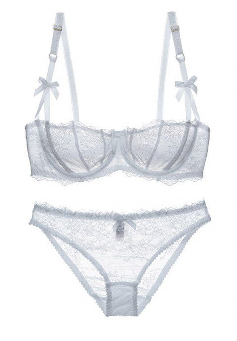 Sheer Lace Unlined Demi Bra Set - Late Night Lingerie
