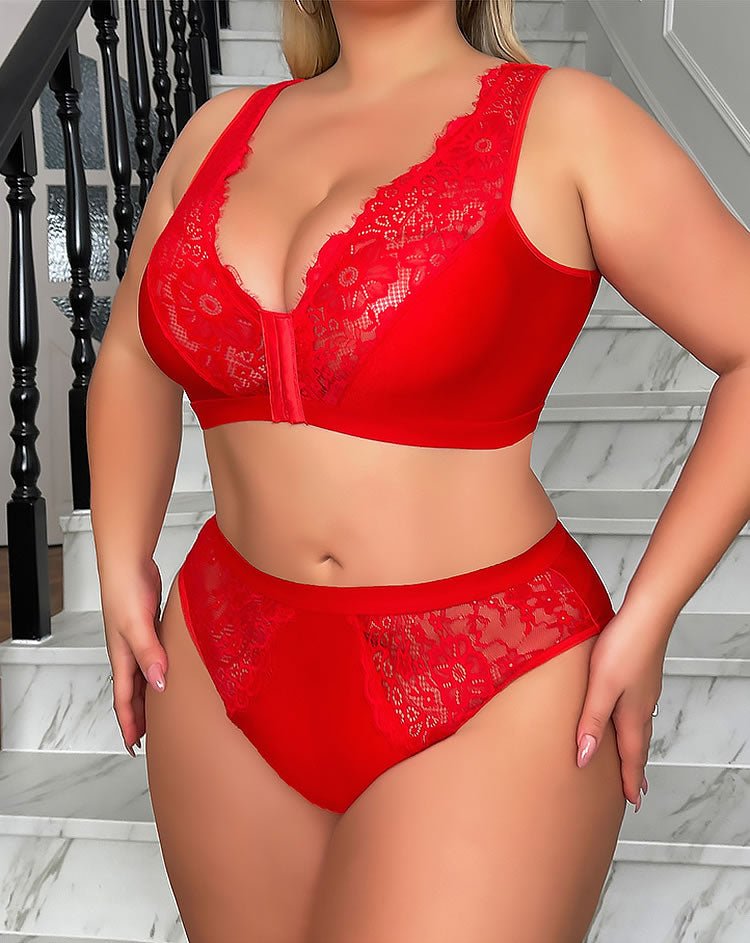 Soft Touch Plus Size Red Bra and Panties Pack - Late Night Lingerie