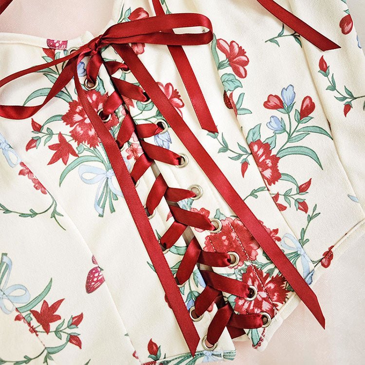 Stylish Floral Bustier with Lace-Up Front - Late Night Lingerie