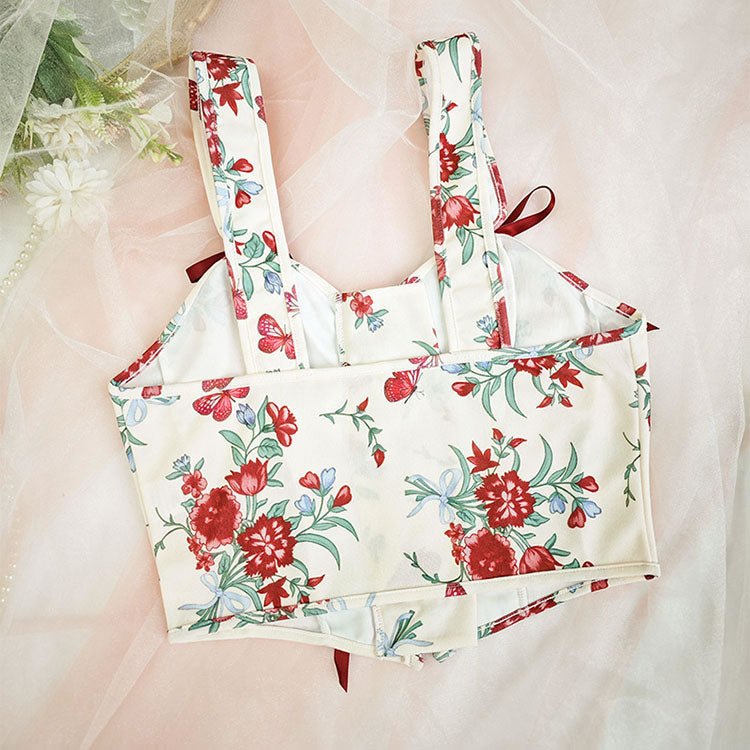 Stylish Floral Bustier with Lace-Up Front - Late Night Lingerie