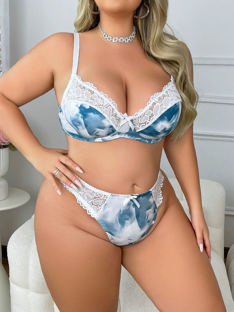 Stylish Tie-Dye Plus Size Lingerie Set - Late Night Lingerie