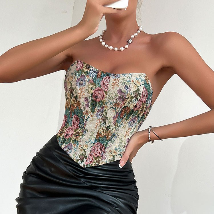Sweetheart Neckline Floral Bustier - Late Night Lingerie