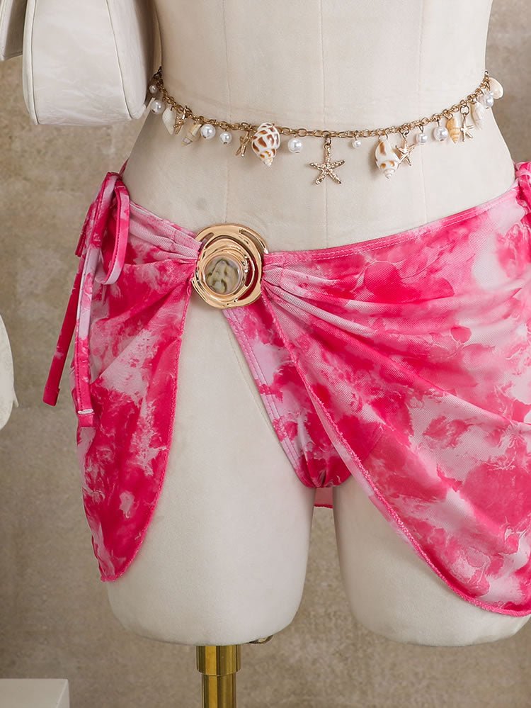 Tie-Dye Halter Bikini Set with Matching Sarong - Late Night Lingerie