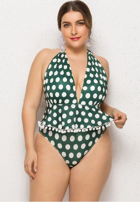 Plus Size Polka Dot One Piece Swimsuit