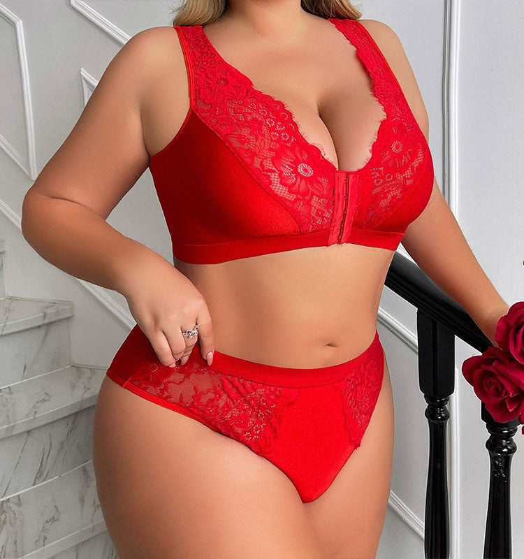 Soft Touch Plus Size Red Bra and Panties Pack