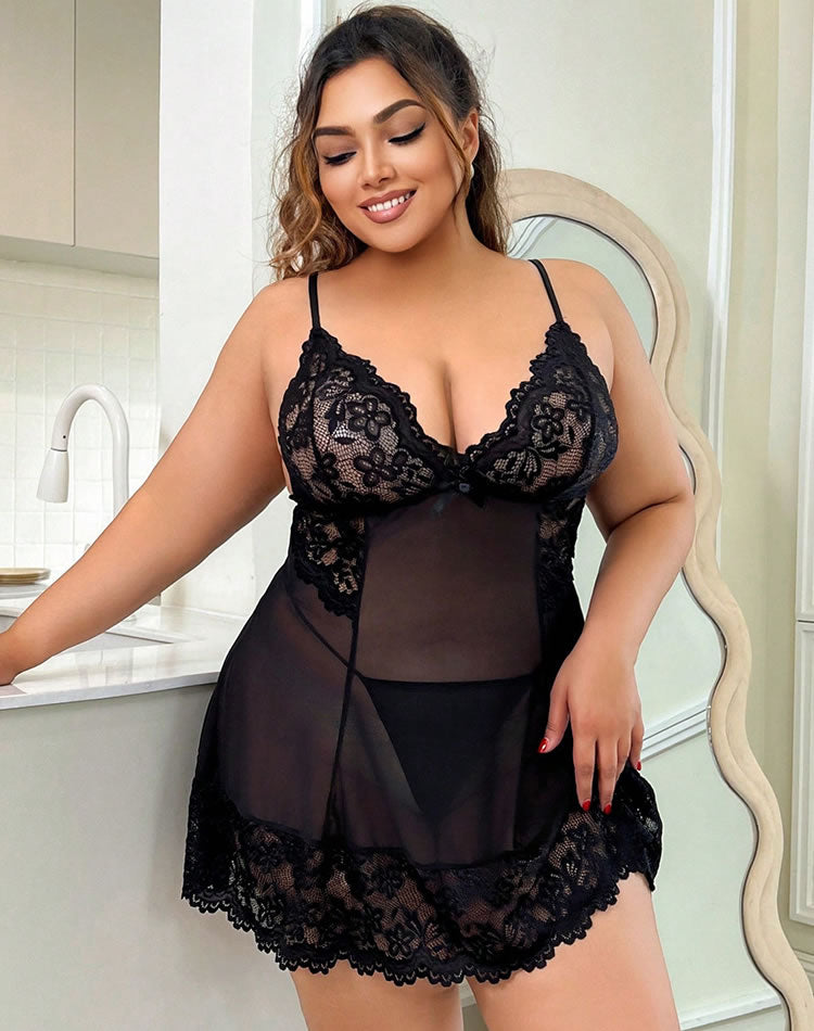 Plus Size Treated Me Better Lace Babydoll