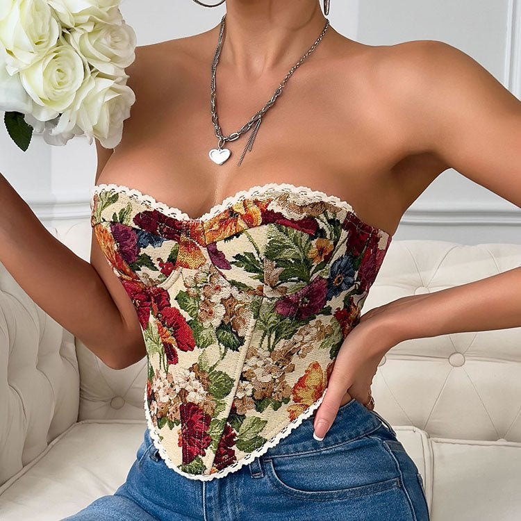 Versatile Floral Bustier Top - Late Night Lingerie