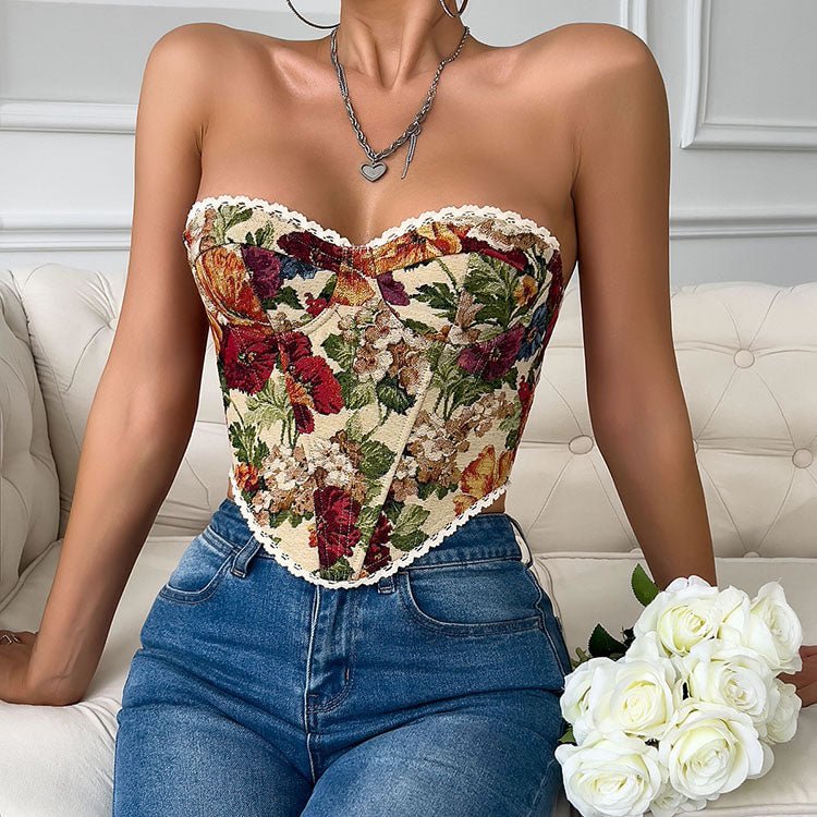 Versatile Floral Bustier Top - Late Night Lingerie