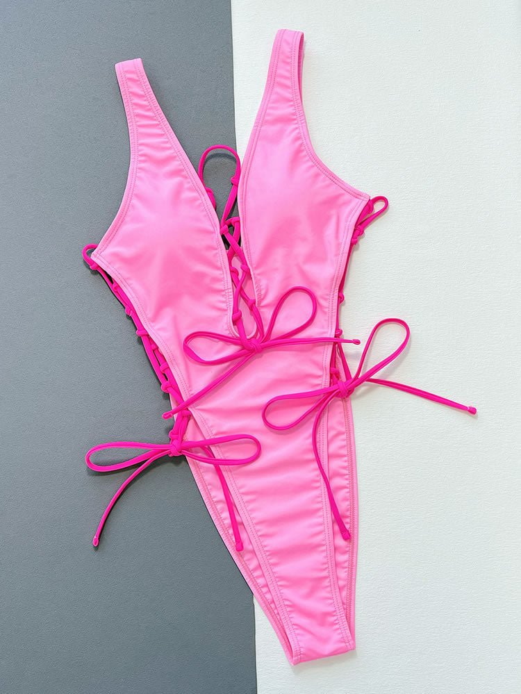 Women's One Piece Swimsuit Plunge Neckline Criss Cross Bathing Suit - Late Night Lingerie