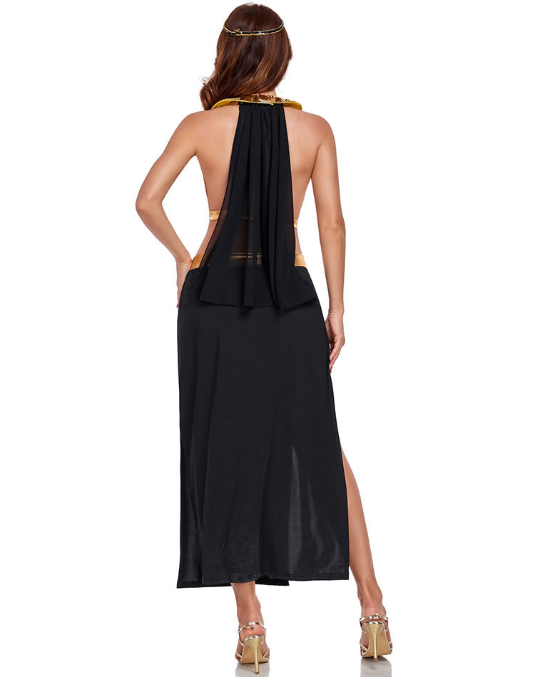 Black Egyptian Queen Costume with Gold Trim