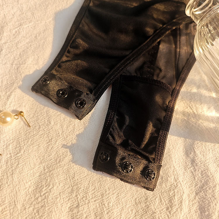 Black Long Sleeve Bodysuit with Lace Trim