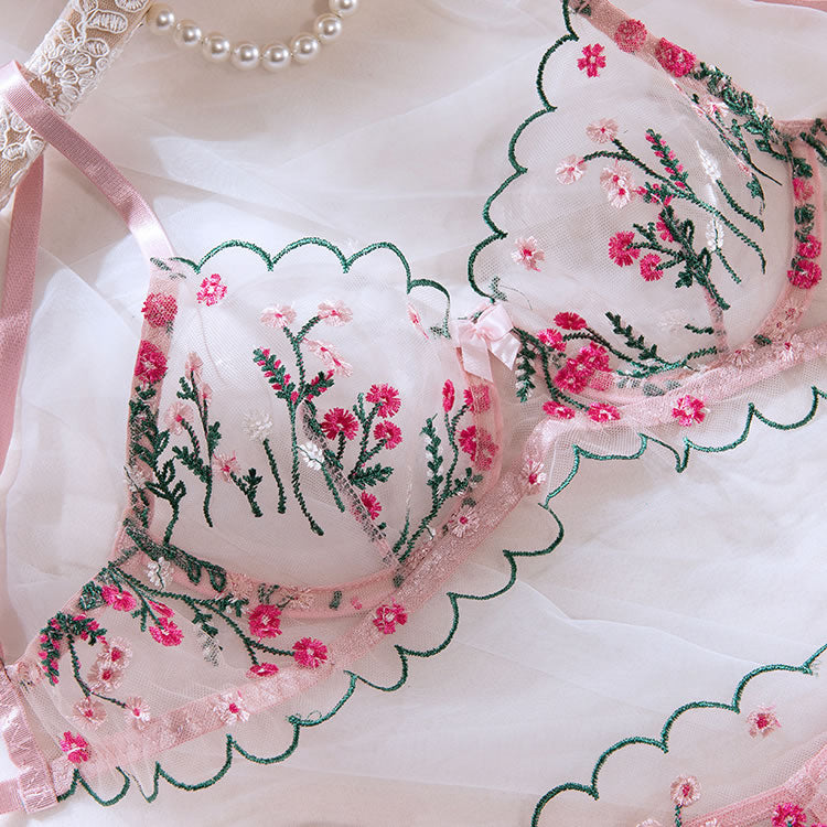 Embroidered Spring Bra Set