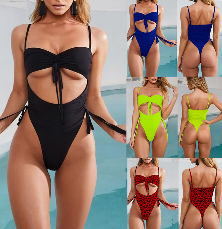 Cut-Out String One Piece Swimsuit