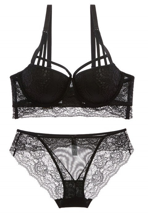Sexy Lace Bra and Panty Set Underwire Push Up Soft Lingerie Set