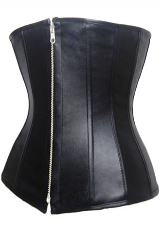 Faux Leather Plain Underbust Corset