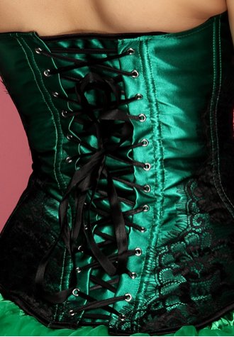 Green Classical Lace Overlay Corset