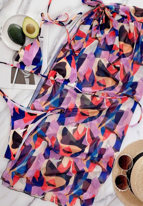 3pack Allover Graphic Triangle Bikini Swimsuit