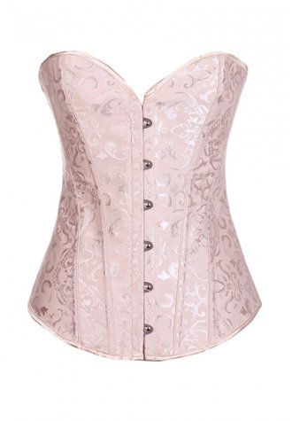 Embroidered Lace Trim Overbust Burlesque Corset