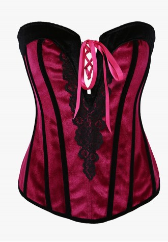 Satin Deep V Embroidered Corset