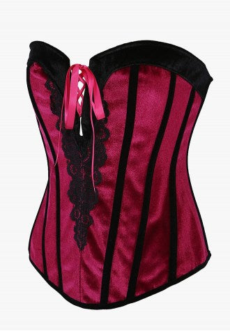 Satin Deep V Embroidered Corset