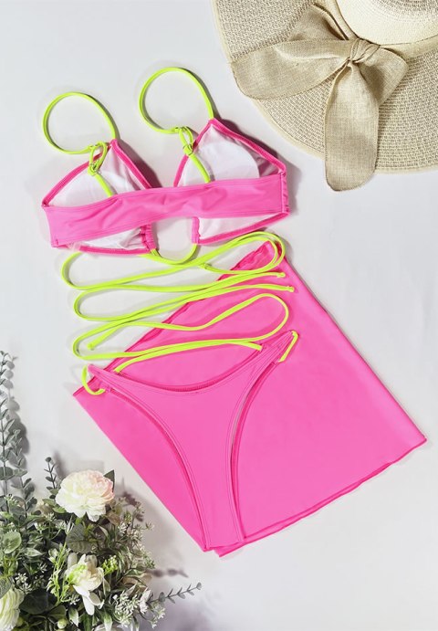 Wrap Tie Back Bikini Swimsuit With Knot Beach Skirt
