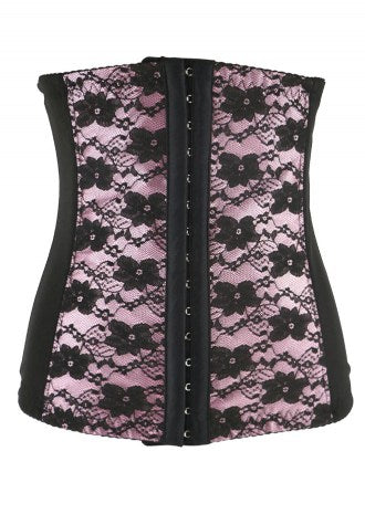 Pink Floral Embroidered Lace Corset