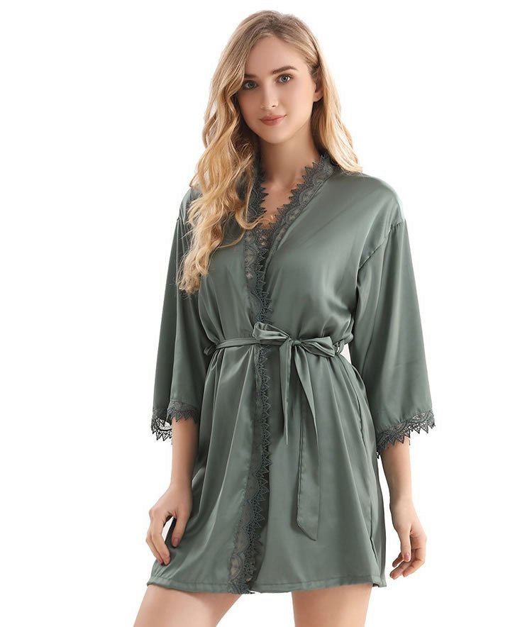 Bring Your Passion Lace Satin Robe - Late Night Lingerie