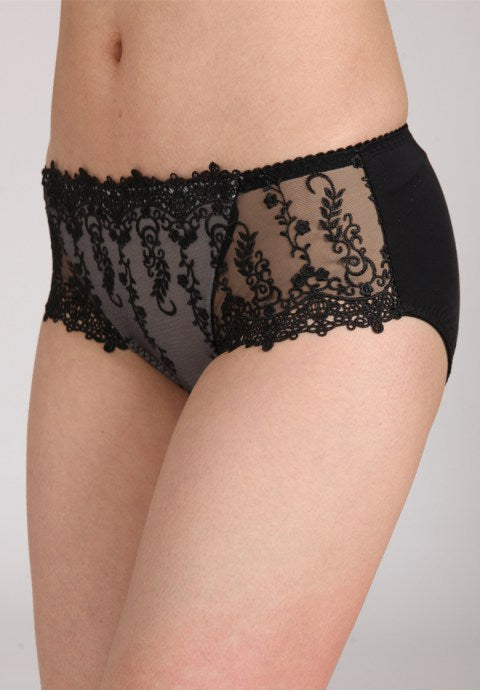Sheer Mesh Panel Floral Embroidered Panty