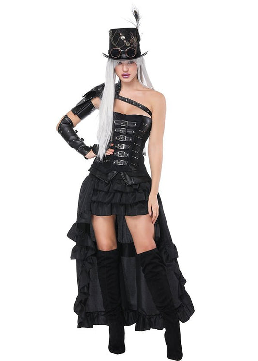 Faux Leather Tippet, Tapestry Corset And Skirt - Late Night Lingerie