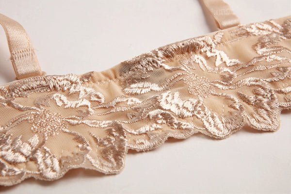 Floral Lace Front Button Underwire Push Up Bra and Panty Set - Late Night Lingerie