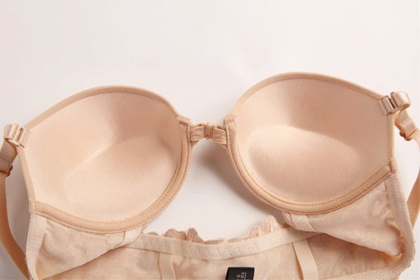 Floral Lace Front Button Underwire Push Up Bra and Panty Set - Late Night Lingerie
