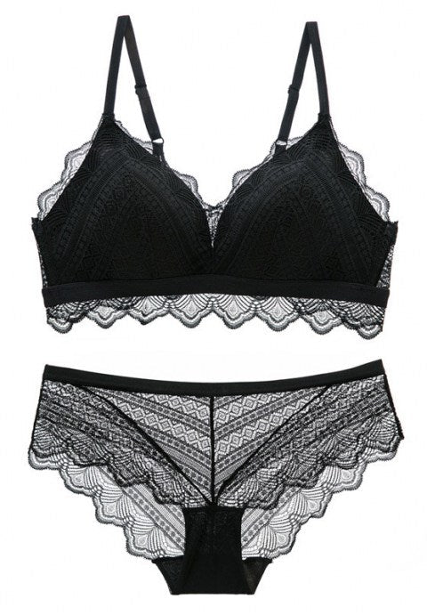 Floral Lace Push Up Bra and Panty Set - Late Night Lingerie