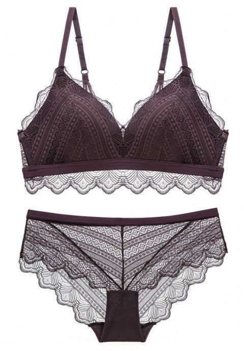 Floral Lace Push Up Bra and Panty Set - Late Night Lingerie