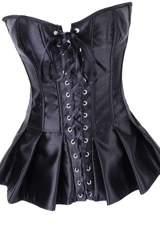 Lace-Up Skirted Satin Corset