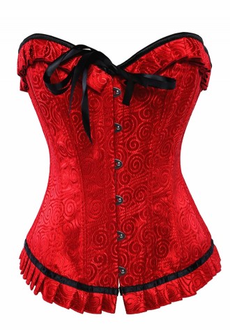 Sweetheart Floral Jacquard Tapestry Brocade Satin Overbust Corset 